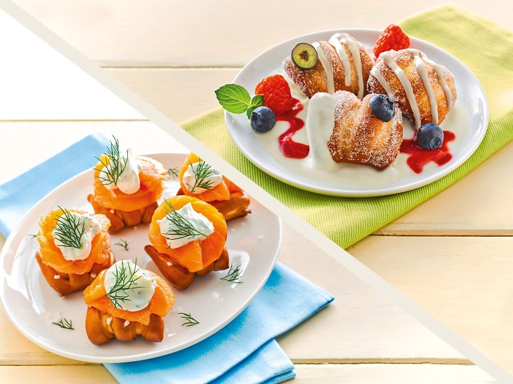 Ditsch Pretzel Bites in kreativen Rezeptvariationen als Fingerfood und Party-Snack. Bites haben Lachs oder süßes Topping.