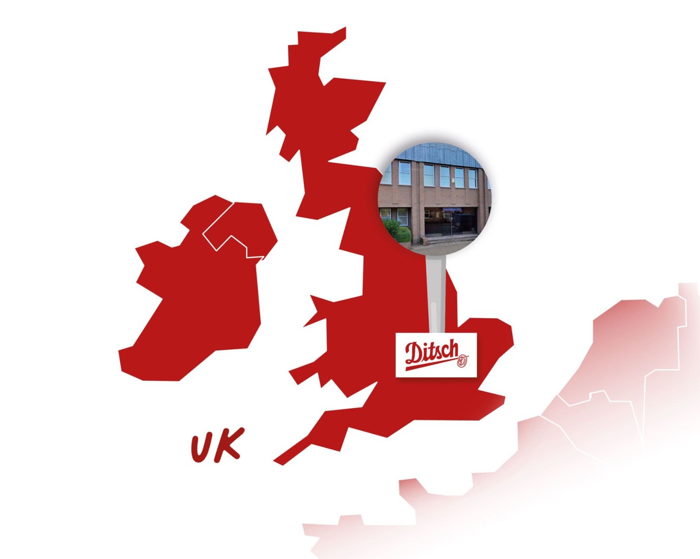 Grafik der UK mit Pin. Darin ein Produktionsgelände