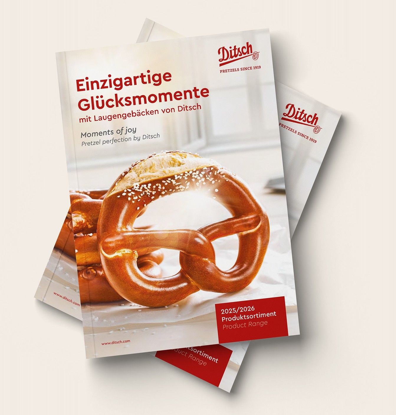 Ditsch product range catalogue 2025/2026 with a pretzel on the cover.