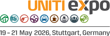 UNITI expo logo: May 19-21, 2026, Stuttgart, with colorful industry icons.