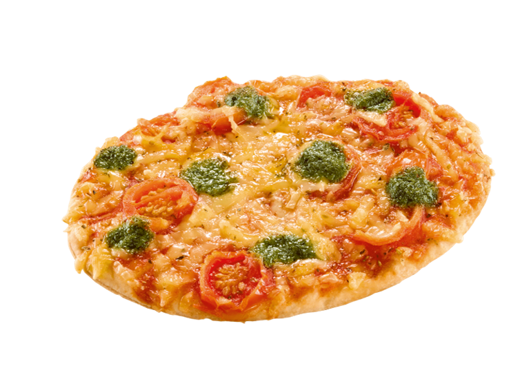 Vegan Pizza Snack Margherita with basil-topping
